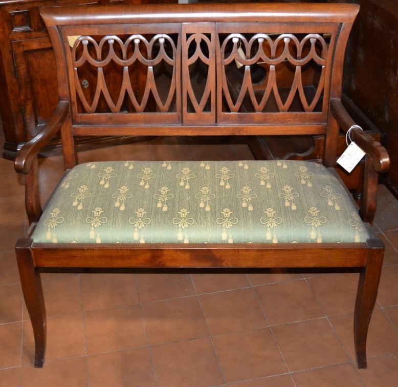 Divanetto a 2 posti con schienale intrecciato "B" in legno di acero massello e gambe a sciabola    ART DIV 04
