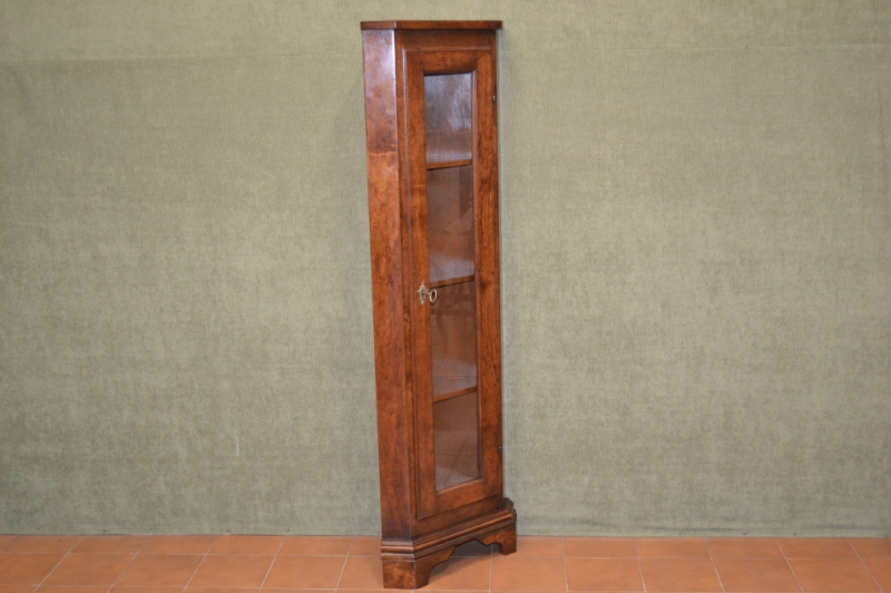 Angoliera stretta vetro in legno di noce massello ART ANG 53