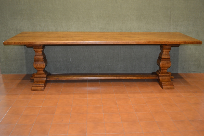 Tavolo fratino rettangolare in legno di rovere e gambe a balausta art. TAV RET 41