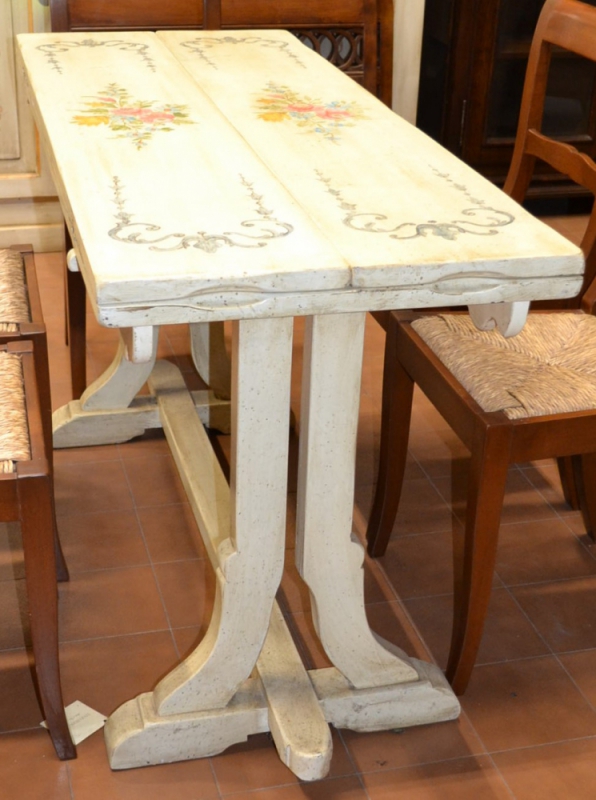 Tavolo rettangolare apribile a libro in legno di acero  laccato a mano ART TAV RET29