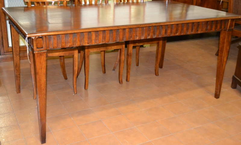 Tavolo rettangolare in legno di noce con piano lastronato e gambe in stile ART TAV RET 14