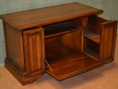 Mobile porta tv in legno di noce con filetti con 2 cassetti porta cd e  1 ribalta apribile   ART TV 10 - foto 1