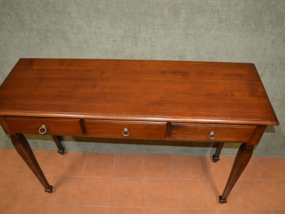 Consolle in legno di noce massello  con 3 cassetti con gambe in stile ART CON 12 - foto 1