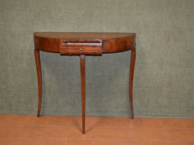 Consolle tonda  con gambe a sciabola con 1 cassetto in legno lastronato ART CON 10 - foto 1
