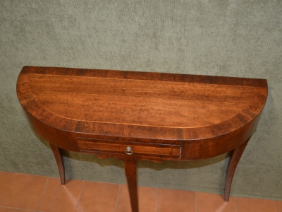 Consolle tonda  con gambe a sciabola con 1 cassetto in legno lastronato ART CON 10 - foto 2
