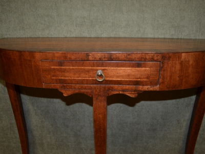 Consolle tonda  con gambe a sciabola con 1 cassetto in legno lastronato ART CON 10 - foto 3