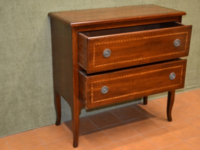 Mobile da entrata -Comoncino 2 cassetti legno antico cn filetti e gambe in stile "Luigi XVI" ART INGR 62 - foto 2