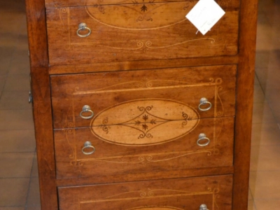 Cassettiera in legno di noce con intarsi; gambe a mensola ART SET 08 - foto 3