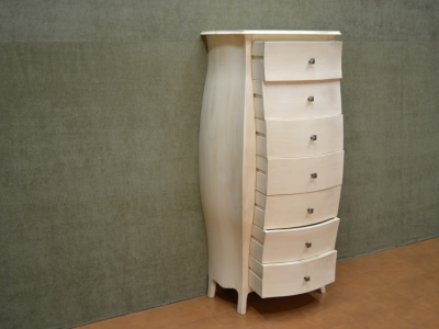 Settimanale in legno di tiglio massello sagomato e bombato su fronte e fianchi, gambe a sciabola ART SET 11 - foto 1