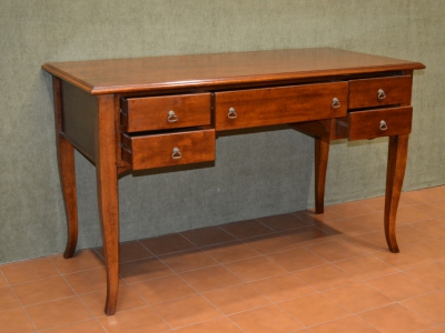 Scrivania- scrittoio con gambe a sciabola  e 5 cassetti in legno di  Tiglio ART  SCR 31 - foto 1