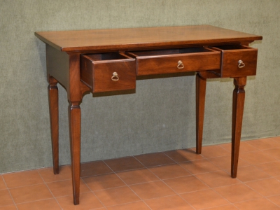 Scrivania -scrittoio con gambe in stile luigi xvi in legno di noce massello con 3 cassetti ART SCR 07 - foto 1