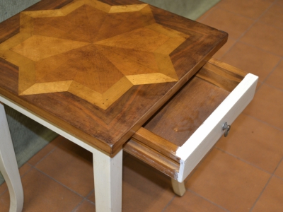 Square coffee table in solid maple wood with inlay on the upper top, saber legs and drawer ART T 68 - foto 4