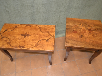 Tavolino da salotto rettangolare in legno di tiglio massello con piano intarsiato e gambe a sciabola ART T.48 Tavolino in legno di tiglio massello con piano con intarsi e filetti e gambe a sciabola ART T 49 - foto 1