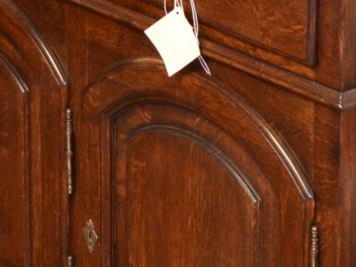 Libreria in legno di rovere con 4 ante curve e 4 cassetti sulla base, 4 ante sagomate con vetri sull'alzata ART LIB 31 - foto 3