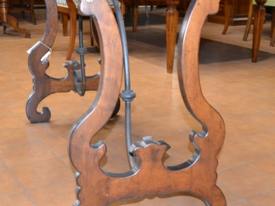 Consolle in legno di noce massello con gambe a "Lira" con ferro lavorato a mano art. CONS 20 - foto 2