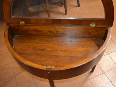 Consolle tonda porta oggetti in legno di noce  con piano apribile in vetro ART CON 29 - foto 3