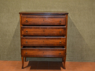 Entrance furniture - Comoncino in walnut wood with 4 drawers with inlays and saber legs ART INGR 66 - foto 1