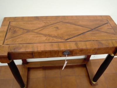 Empire style console with 1 drawer, in veneered antique walnut wood and black columns with top under Art CONS 43 - foto 1