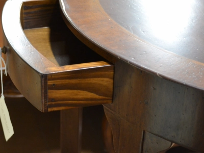 Mobili da entrata -Consolle tonda in legno di acero e noce con filetti con gambe a sciabola ART INGR 45 - foto 2