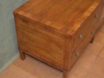 Cassapanca in legno lastronata con 1 ribalta con vetro  e 4 cassetti  con filetti  ARTCAS 26 - foto 3