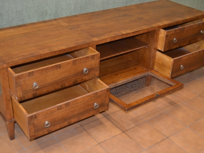 Cassapanca in legno lastronata con 1 ribalta con vetro  e 4 cassetti  con filetti  ARTCAS 26 - foto 1