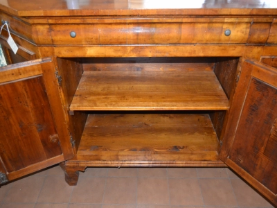 Credenza scantonata a 6 ante e 6 cassetti realizzata in legno di noce antico riciclato lastronato art. CRED 6P-01 - foto 1