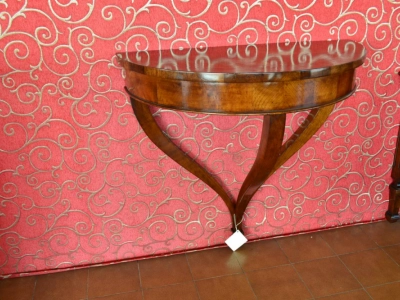 Consolle tonda da parete in legno di noce massello  con piano lastronato  ART  CON 22 - foto 1