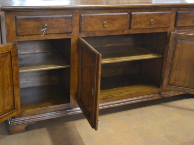 Credenza 4 ante 4 cassetti in legno di noce nazionale massello con  intarsi sui pannelli delle ante  ART CRED 4P-12 - foto 1
