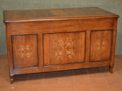 Writing-desk in walnut wood with inlays and fillets, 9 drawers and saber legs ART SCR 10 - foto 1