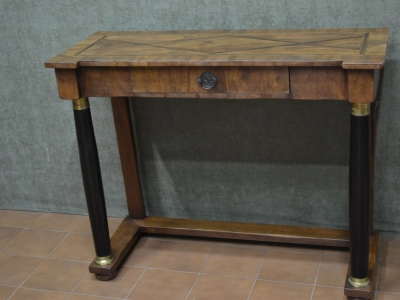 Consolle stile impero con gambe nere e piano lastronato in legno di noce con filetti  ART CON 43  - foto 5