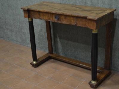 Consolle stile impero con gambe nere e piano lastronato in legno di noce con filetti  ART CON 43  - foto 6