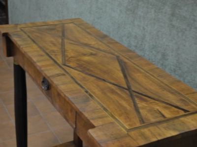 Consolle stile impero con gambe nere e piano lastronato in legno di noce con filetti  ART CON 43  - foto 4